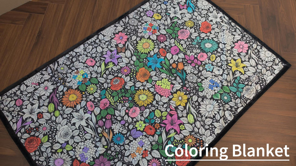 Washable Coloring Blanket with 20 Markers - 40x60 Inch DIY Arts & Crafts Gift