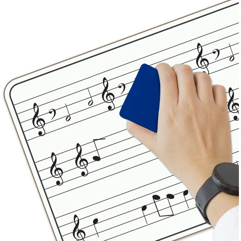 Double Sided Music Staff Whiteboard Pack - 9x12 Inch, 5-Pack for Music Practice