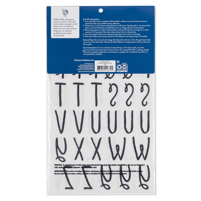 2 Pack Iron-On Letter Sheets for Fabric Personalization - 69 Pieces