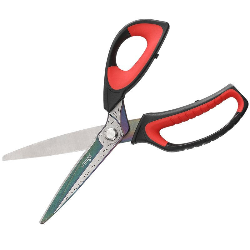 Heavy Duty Fabric & Leather Scissors - Titanium-Coated Blades, Comfort Grip Handles, 10-Inch
