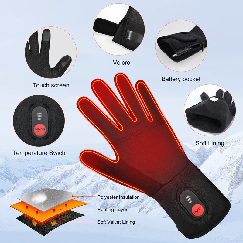 Rechargeable Heated Gloves for Ski Cycling Hunting Men Women - Thermal Waterproof