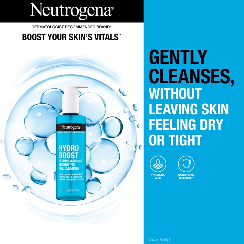 Neutrogena Hydro Boost Hydrating Skincare Set - Water Gel Moisturizer, Cleanser & Makeup Remover Wipes