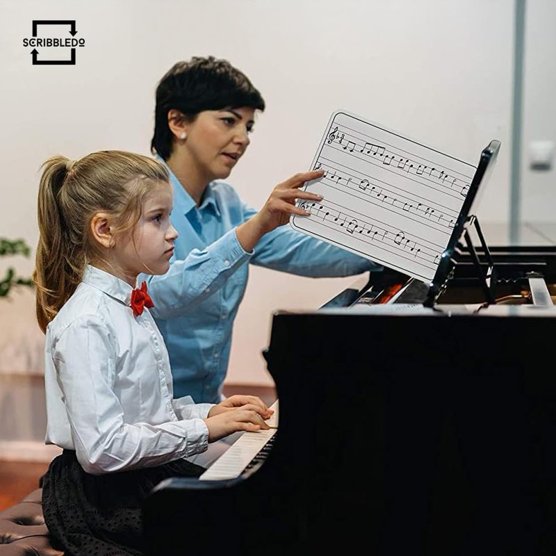 Double Sided Music Staff Whiteboard Pack - 9x12 Inch, 5-Pack for Music Practice