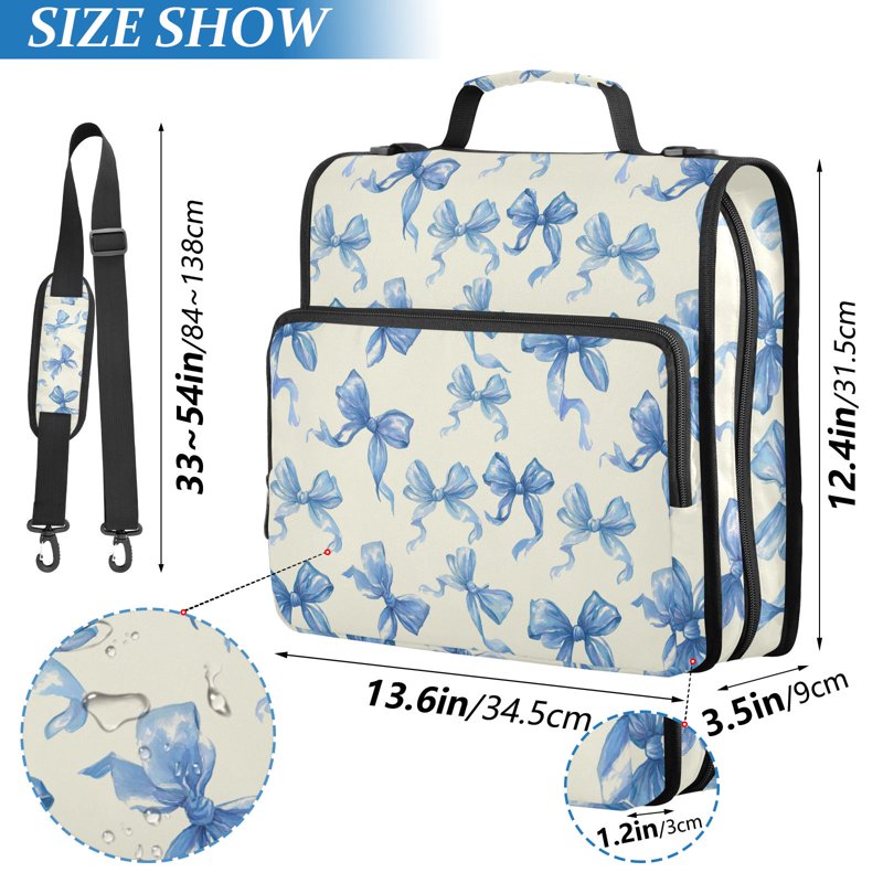Zipper Binder with Shoulder Strap and Handle - 1.5 Inch Capacity Organizer