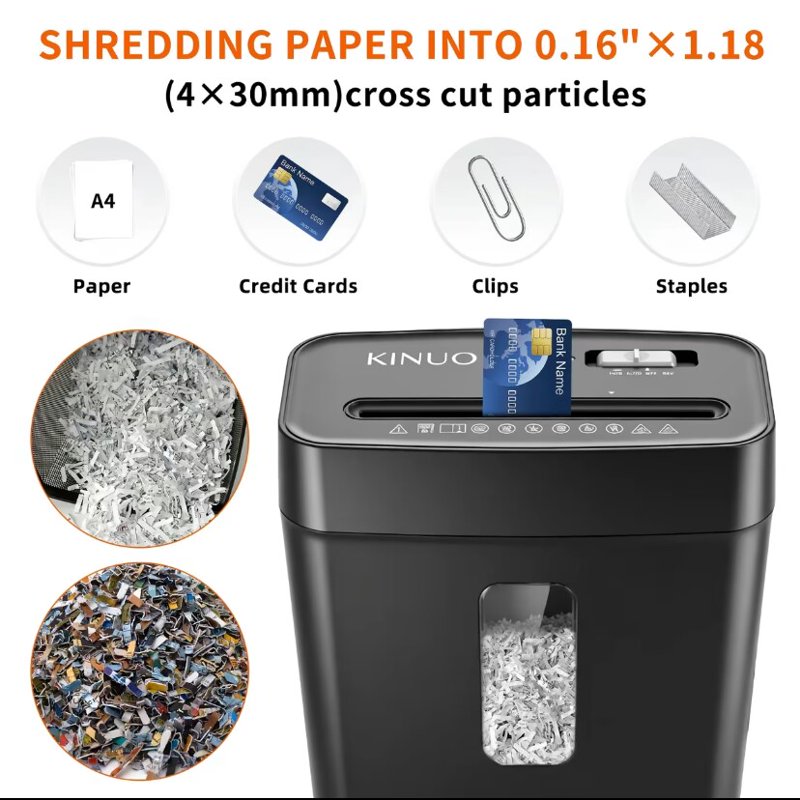 6-Sheet Cross-Cut Paper and Credit Card Shredder with 3.43-Gallon Bin for Home Office