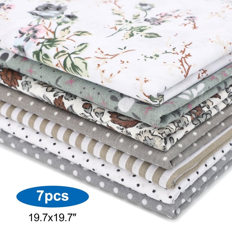 Pre-Cut Floral Cotton Fabric Squares for Quilting Sewing and Crafts - 7 Pieces