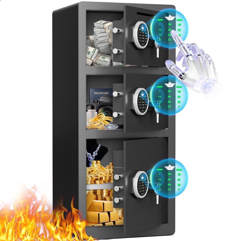 Fireproof Safe with Digital Keypad - 8 Cub Capacity, Dual Alarm & Deposit Slot