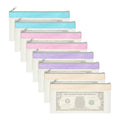 8.5x4 Inch Waterproof PVC Money Bags with Zipper - 8 Pack Clear Cash Deposit Pouches for Coins, Checks, Cosmetics, and Documents