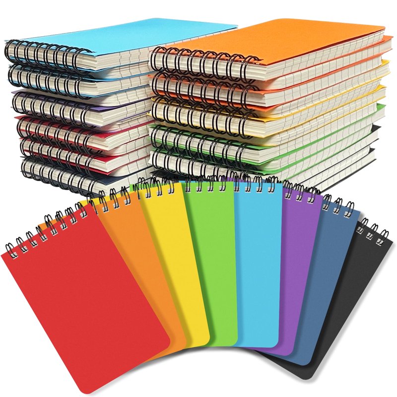 Mini Pocket Spiral Notebooks Set of 24 - 3x5 Inch, Lined, Colorful