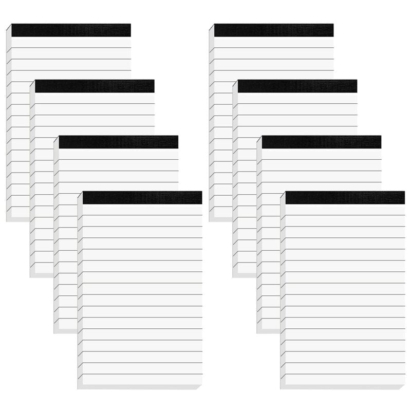 Mini 8 Pack 3x5 Inch Memo Notepads with 30 Lined Sheets - White, College Ruled Refills