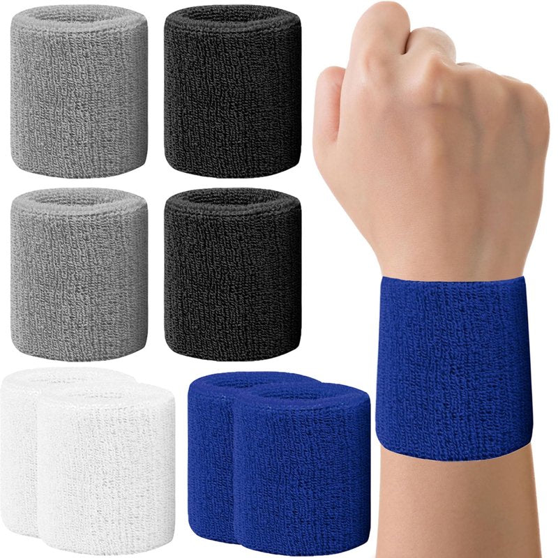 Absorbent Cotton Wrist Sweatbands for Sports & Fitness - Breathable Athletic Support