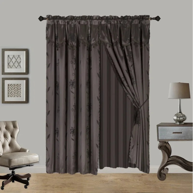 8-Piece Complete Curtain Set with Valances & Tassels - Privacy Sheer Panels