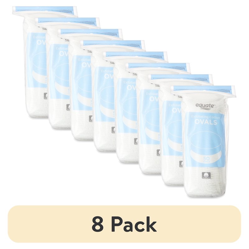 Exfoliating Cotton Ovals - Dual-Sided Facial Cleansing Pads, 50 Count