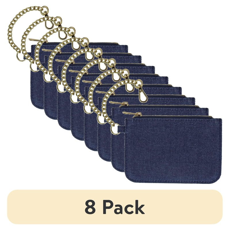 Small Wallet with Chain Unisex Denim & Black Wallets for Cash & Cards