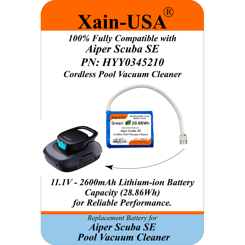 2600mAh Lithium-Ion Battery for Aiper Scuba SE Pool Vacuum Cleaner - Extended Runtime Replacement