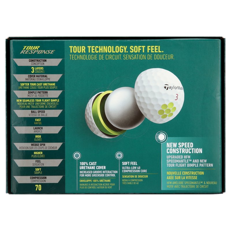 TaylorMade 2022 Tour Response Golf Balls 12 Pack – White, 2022 Variation
