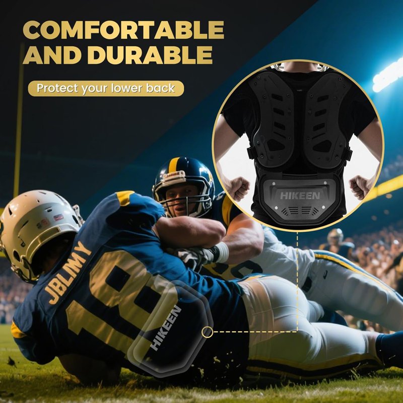 Universal Football Back Plate for Shoulder Pads - Impact-Resistant Lower Back Protector