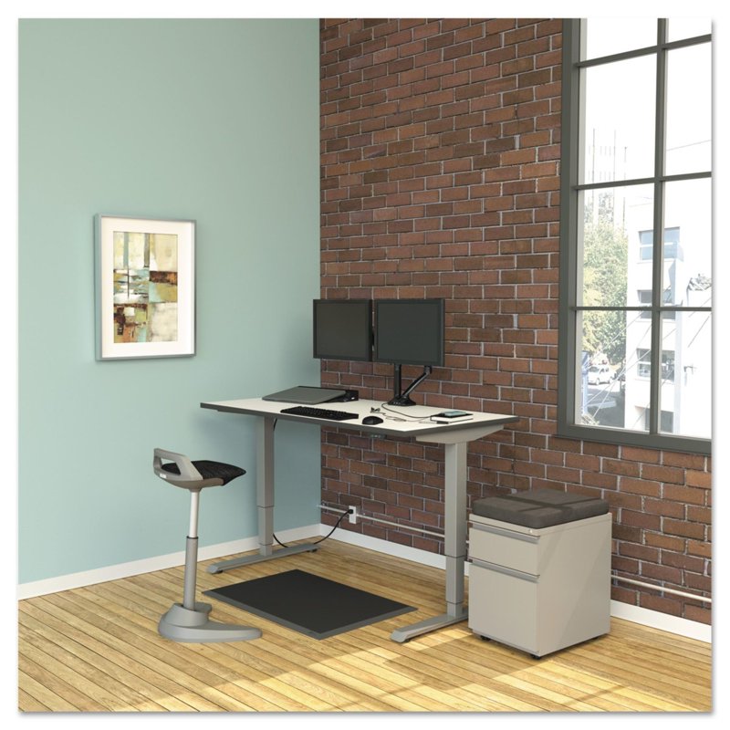 File Pedestal with 2 Drawers, Full-Length Recessed Pull, Light Gray