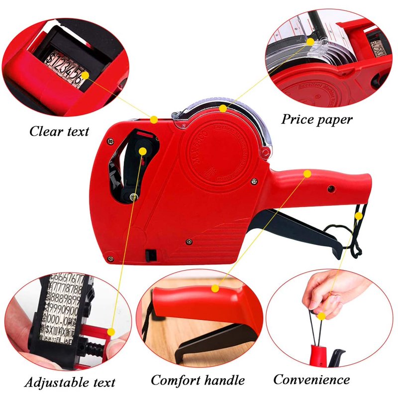 Price Tag Gun Kit with 8-Digit Numerical Labels and Refill Ink - Durable Retail Labeling Tool