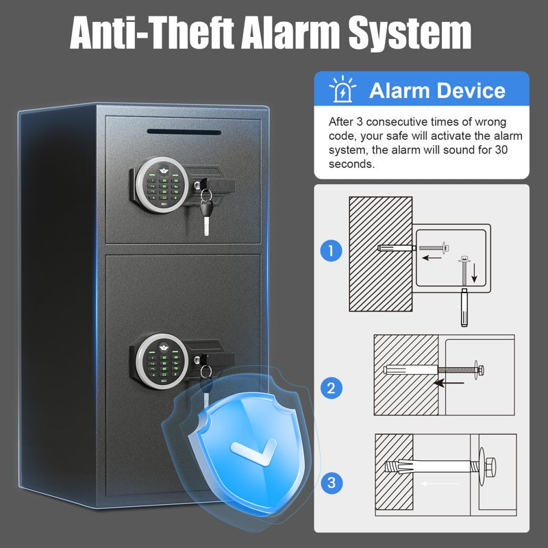 Heavy Duty Fireproof Safe Box 6.0 Cu Ft with Dual Alarm & Deposit Slot