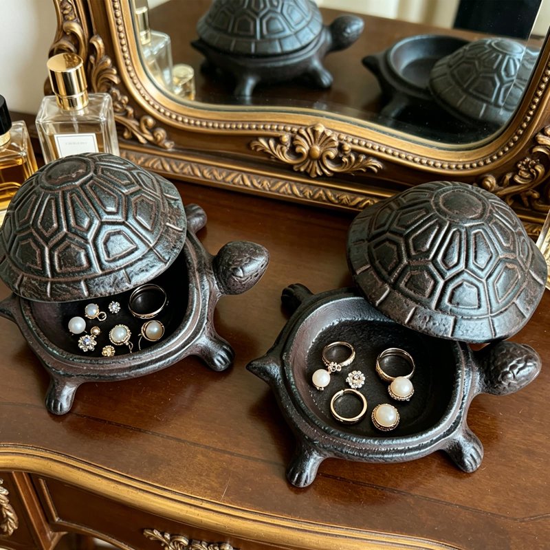 Cast Iron Turtle Key Hider - Weatherproof Outdoor Discreet Key Box for Garden Yard Patio