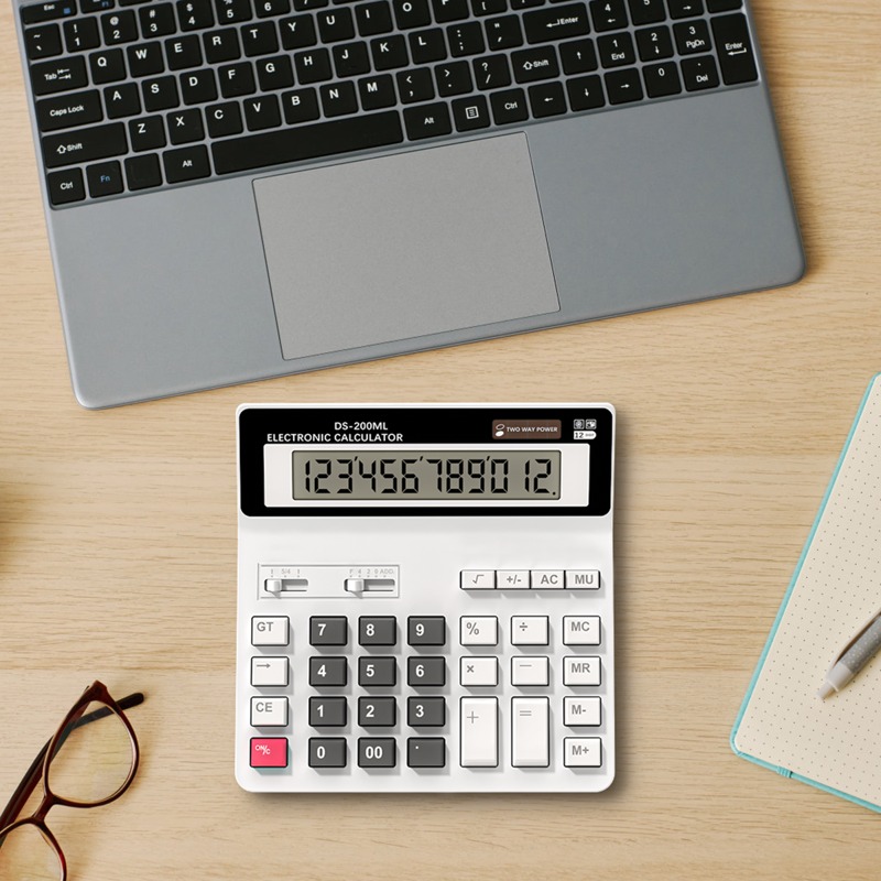 Desktop Calculator with Large LCD Display Dual Power & Big Buttons for School Office Home