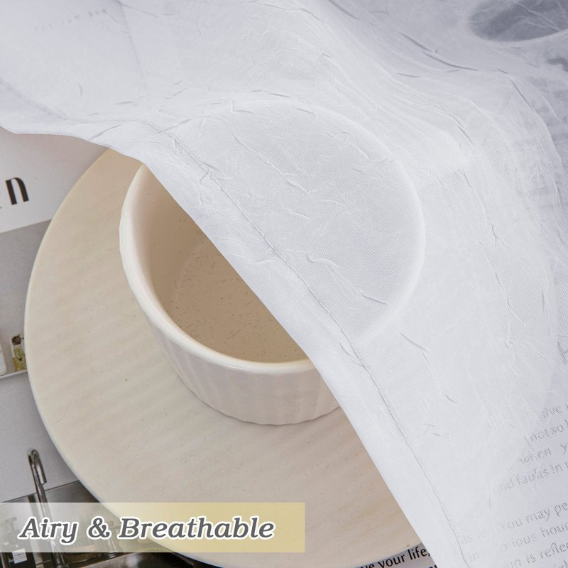 MKHILL White Crushed Valance Curtains 42x14