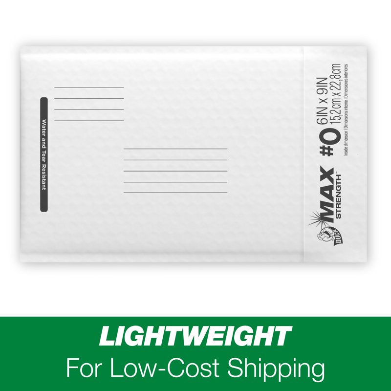 Self-Sealing Poly Bubble Mailers 6x9 White Pack of 8 - Water & Tear Resistant