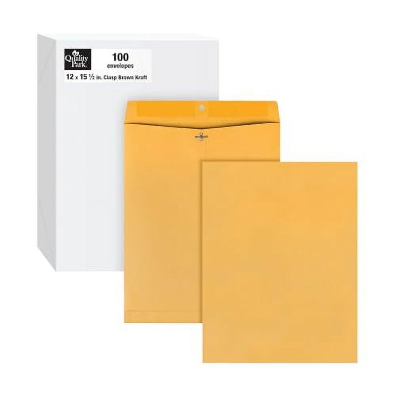 Brown Clasp Envelopes 12 x 15.5 Inches - Reinforced Gummed Flap, Box of 100