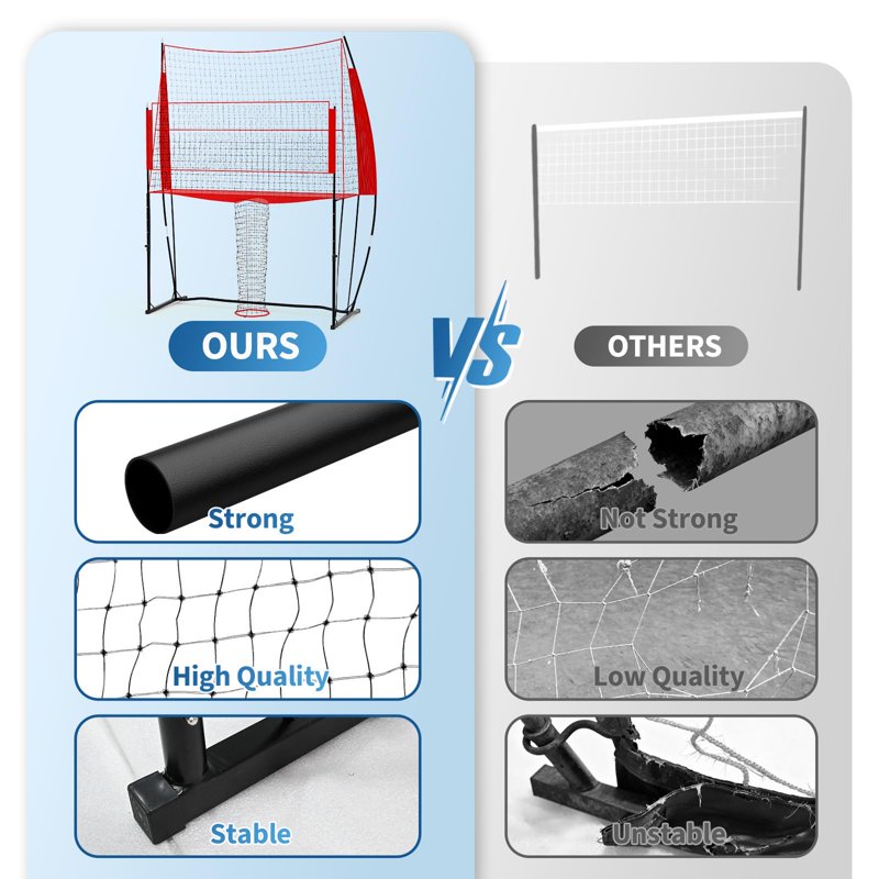8x11 Ft Volleyball Net System with Adjustable Height Portable Setup for Indoor Outdoor Training