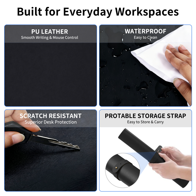 Large Waterproof Leather Desk Pad Protector for Office and Home