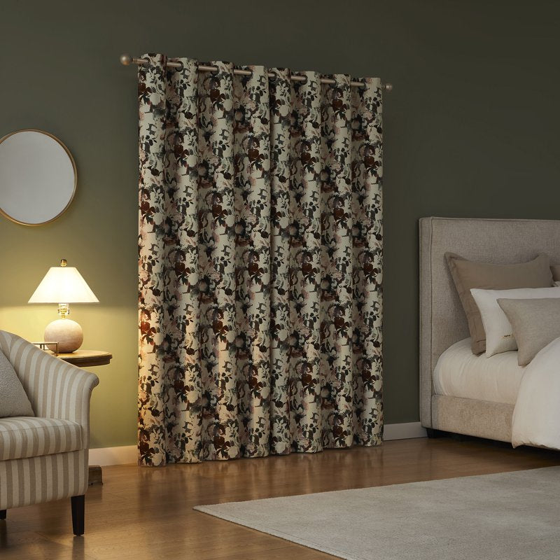 Blackout Floral Curtain Panel - Thermal, Light-Blocking, Noise-Reducing 50"x63"