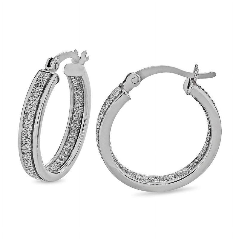 Sterling Silver Glitter Hoop Earrings Set - Multiple Colors & Quantities