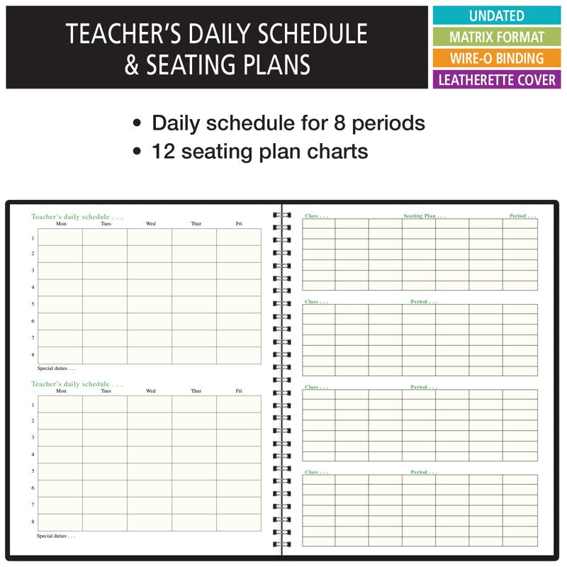 Teacher Lesson Planner Book 8.5x11 Inches - Black, Durable, Weekly & Daily Organizer
