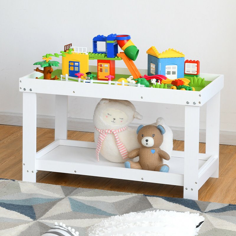 Kids Activity Play Table with Storage - Multifunctional Wooden Table for Learning & Building