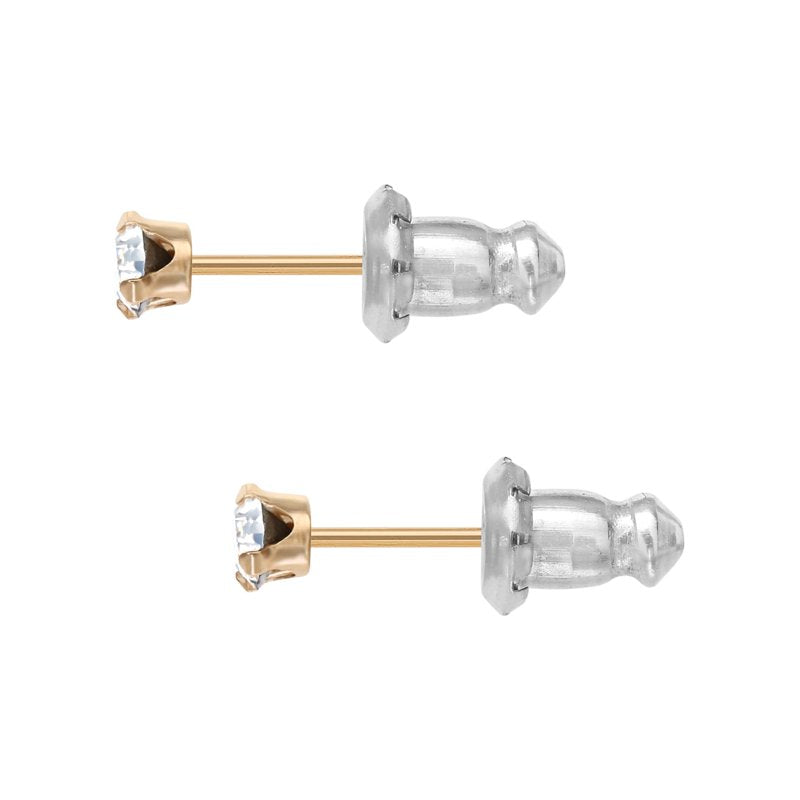 14K Gold April Birthstone Stud Earrings for Girls - Crystal Jewelry