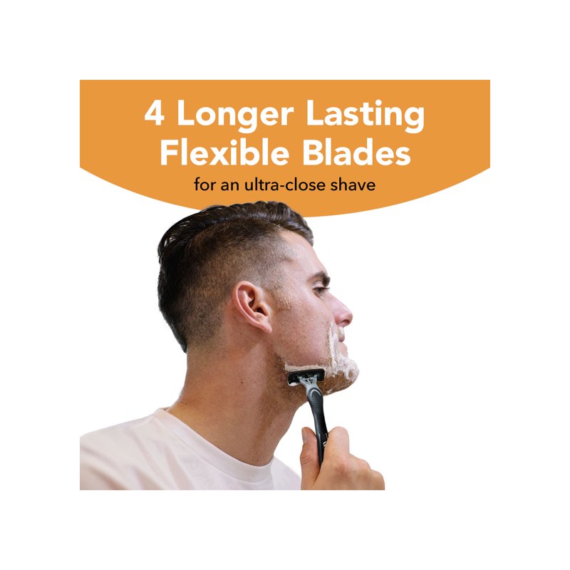 Men's 4-Blade Disposable Razor Pack - 3 Count, Pivoting Head, Aloe Lubricant