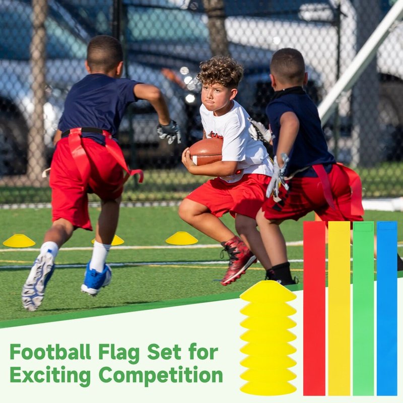 Flag Football Set with Belts Flags Cones for 14 Players Complete Kit