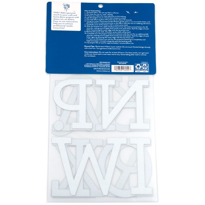 3-Inch Silver Glitter Iron-On Letters for Crafts, 5 Sheets, 31 Pieces