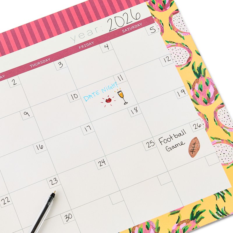 Undated Desk Planner Pad with Colorful Fruit Themes, 17x11 Inches, 30 Sheets
