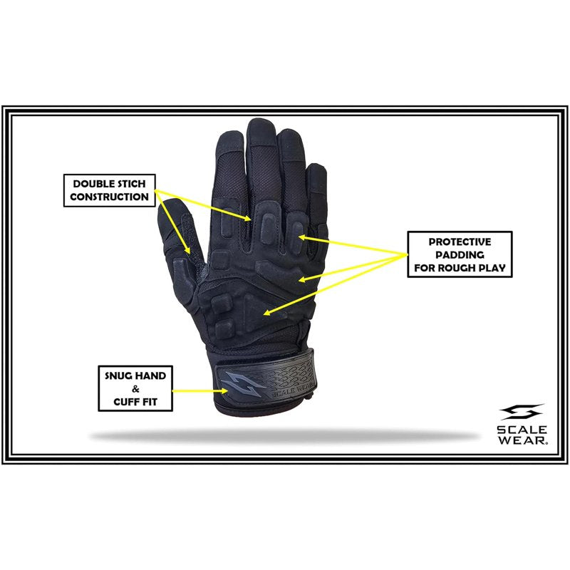 Padded Football Lineman Gloves - Youth & Adult Sizes, Black