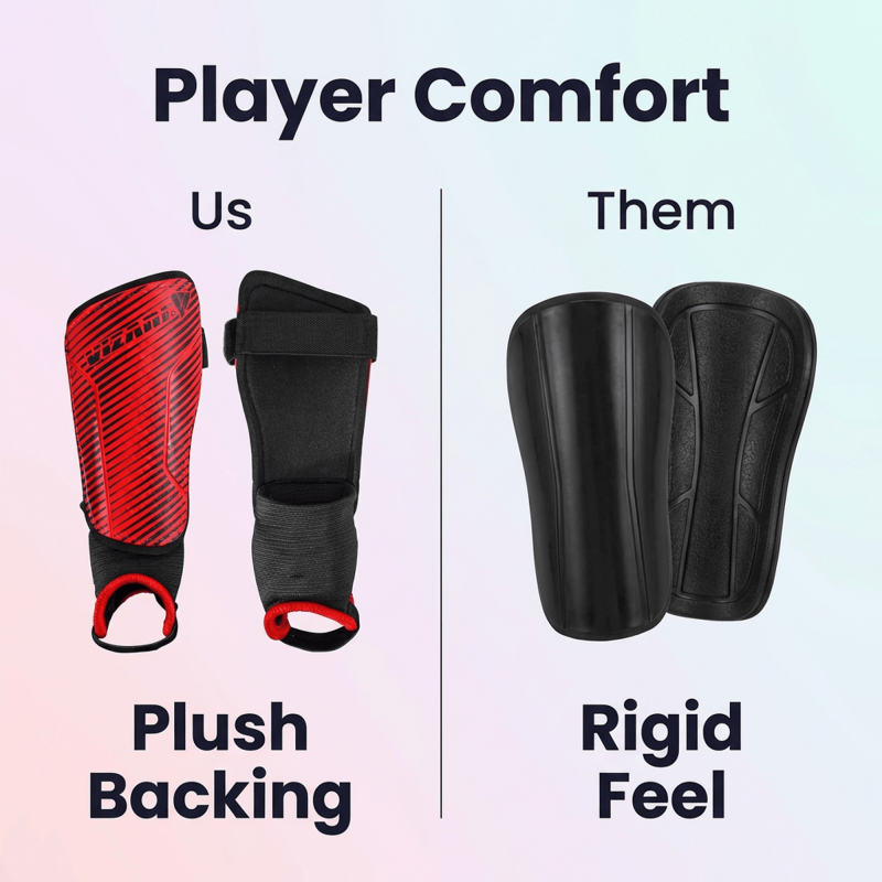 Vizari Matera Shin Guards with Ankle Protection - XS Red/Black