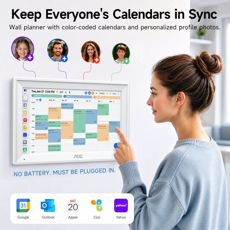 Smart Wall Calendar with Touchscreen Display - Family Organizer & Chore Chart