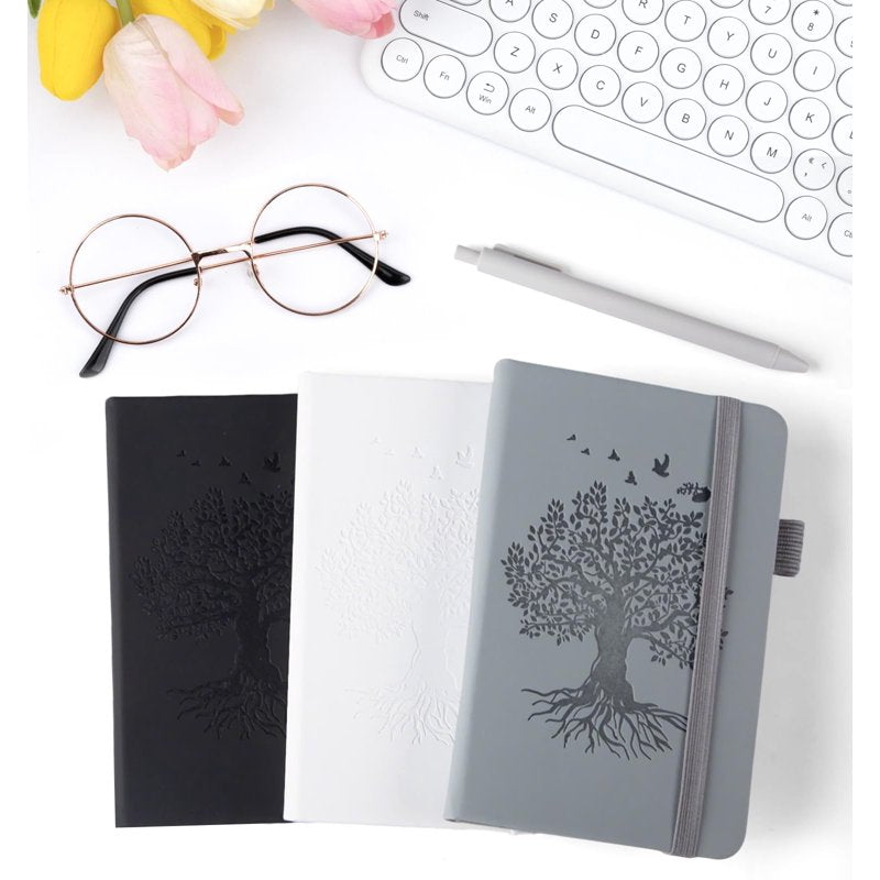 Alkalo 3 Pack Compact Pocket Journaling Notebooks - Small A6 Diaries with Pen Holder, 120 Pages Thick Paper