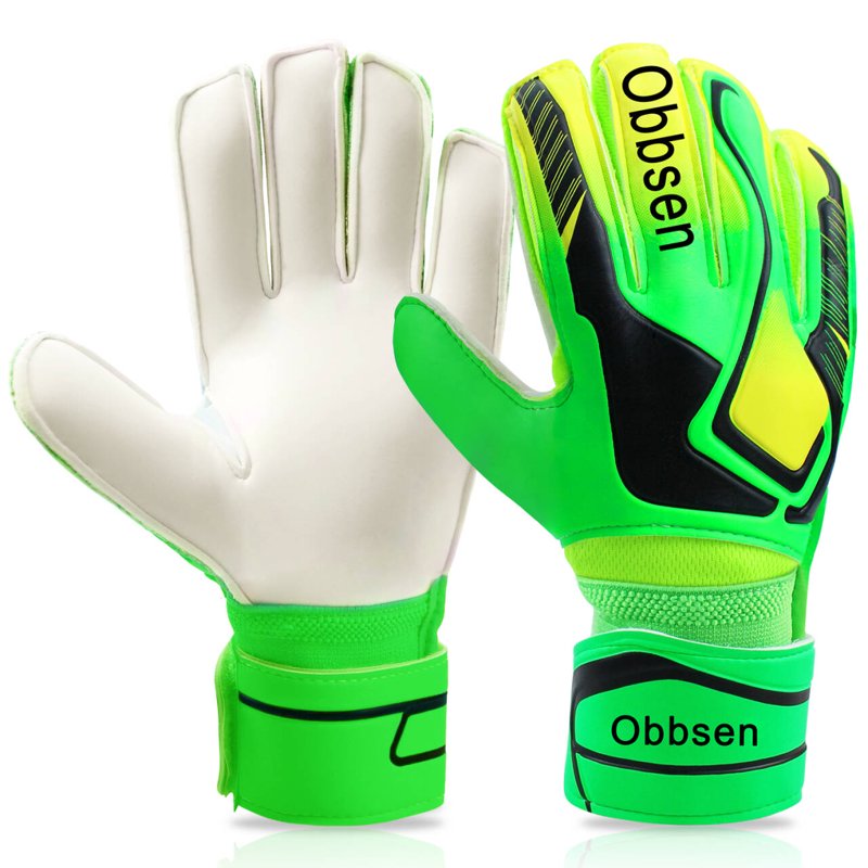 Goalkeeper Gloves for Youth & Adults - Obbsen Finger-Save Soccer Goalie Gloves, 3 Colors Lime Volt Green, Size 5/6/7/8/9/10