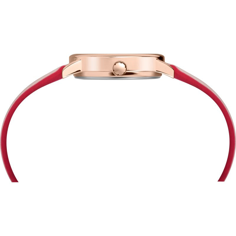 Women’s Pink Rose Gold Casual Watch with Leather Strap - Easy Reader 30mm
