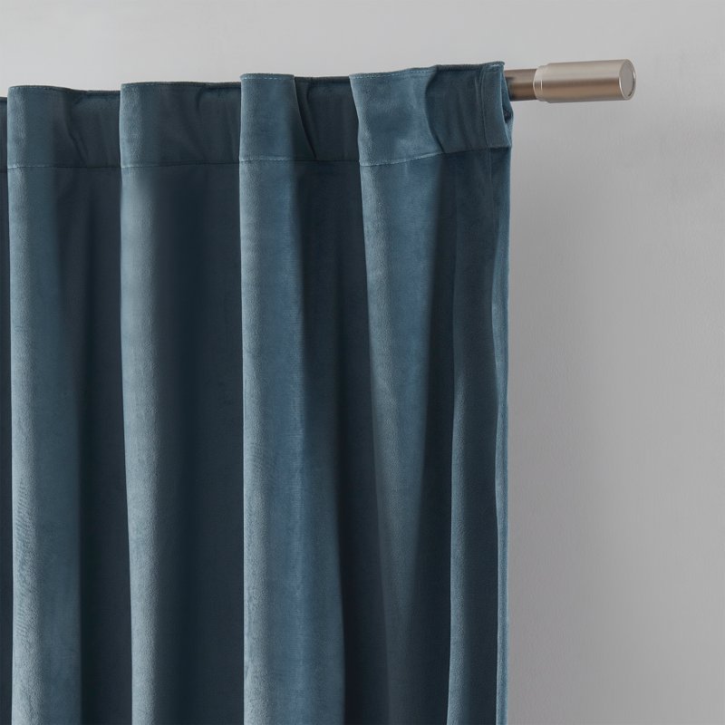 Blackout Curtain Panel - Light Blue Velvet Room Darkening Window Drapes
