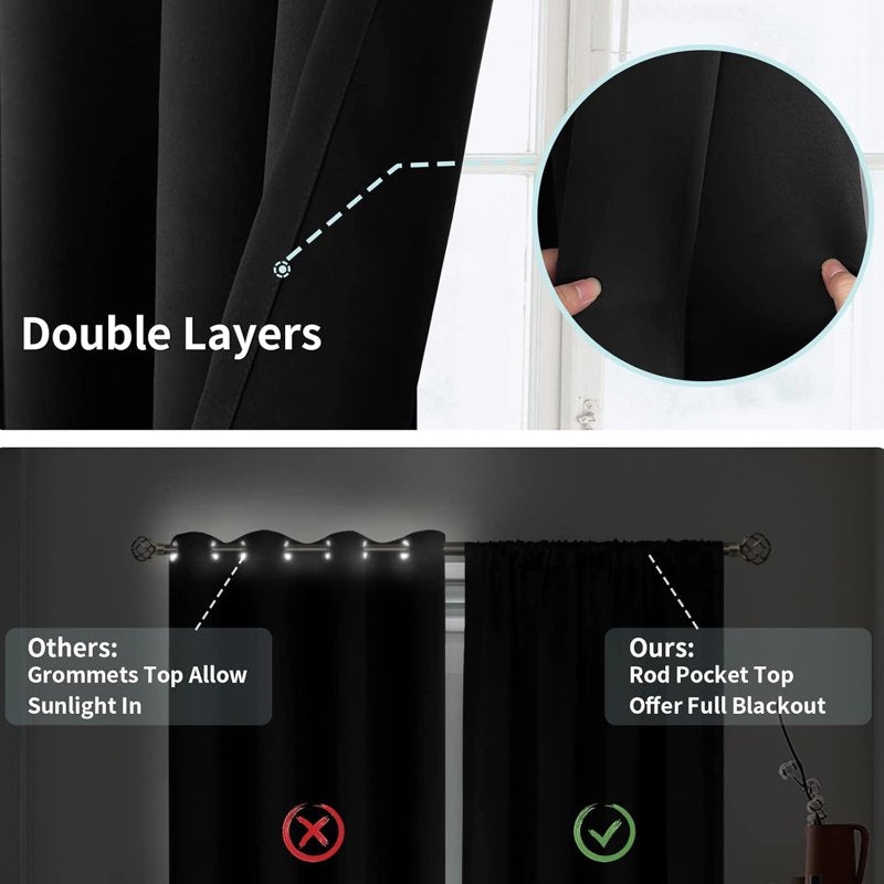 Blackout Curtains 2 Panels Room Darkening Window Drapes for Bedroom Living Room