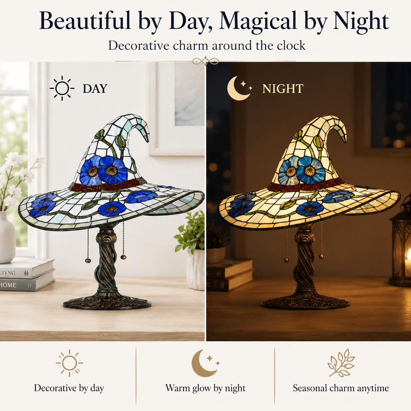 Gothic Witch Hat Table Lamp - Halloween Night Light for Bedroom Decor