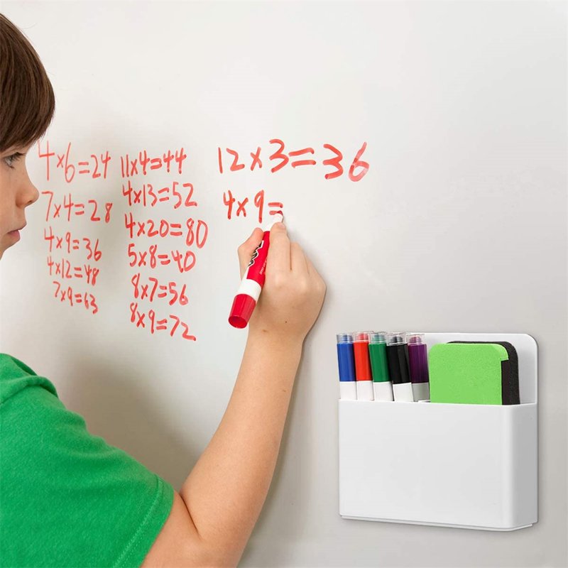 Magnetic Dry Erase Marker Holder with Adjustable Dividers for Whiteboards, Office & Home Storage